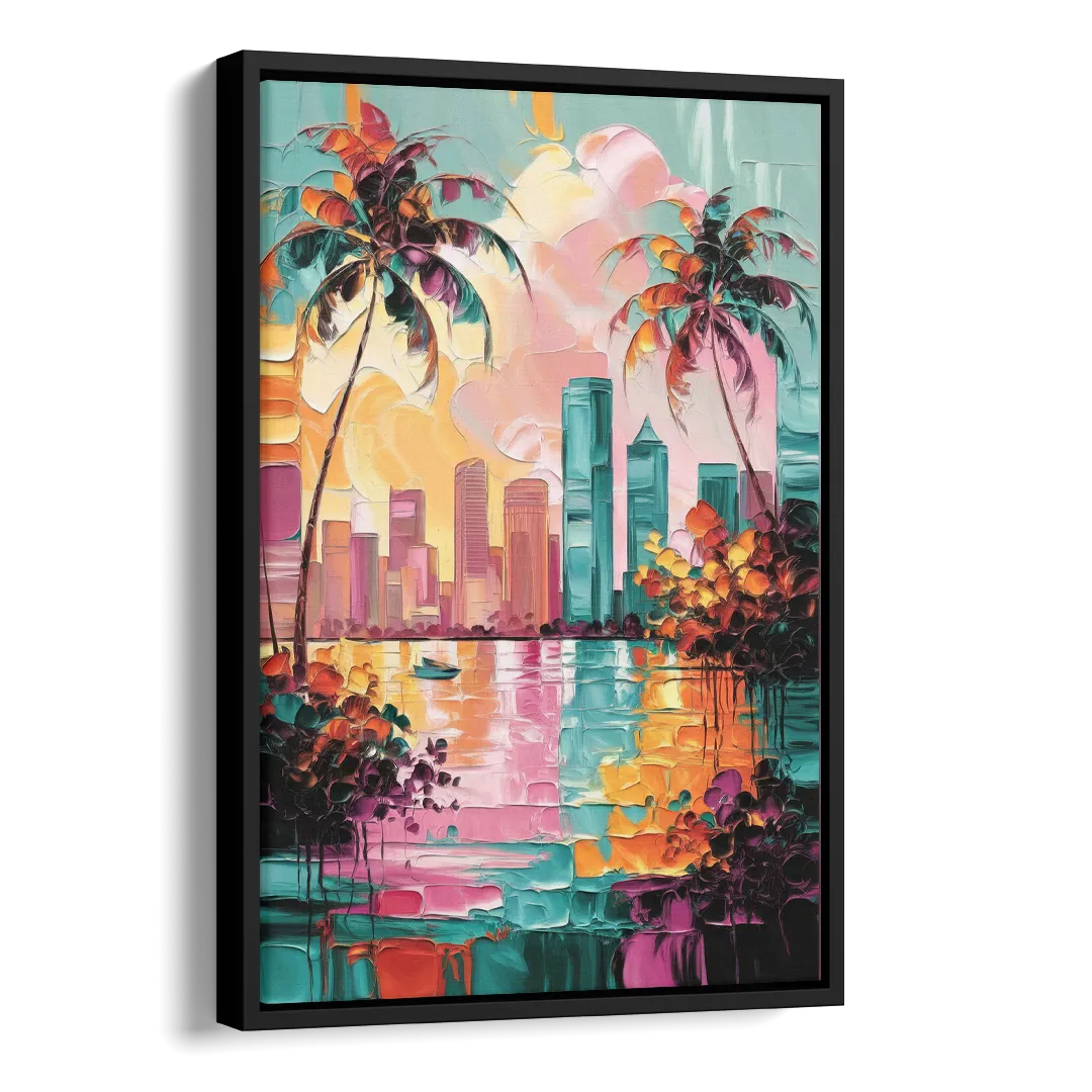 Tampa Bay Coastal Charm Side - Black Canvas Wall Art