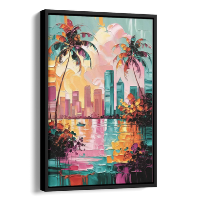 Tampa Bay Coastal Charm Side - Black Canvas Wall Art