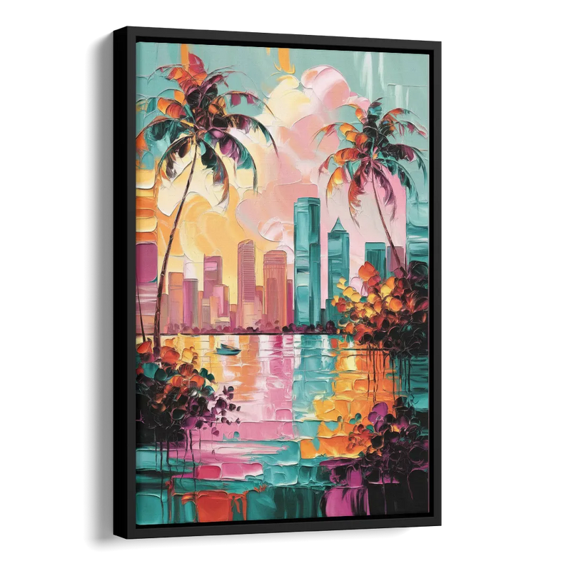 Tampa Bay Coastal Charm Side - Black Canvas Wall Art