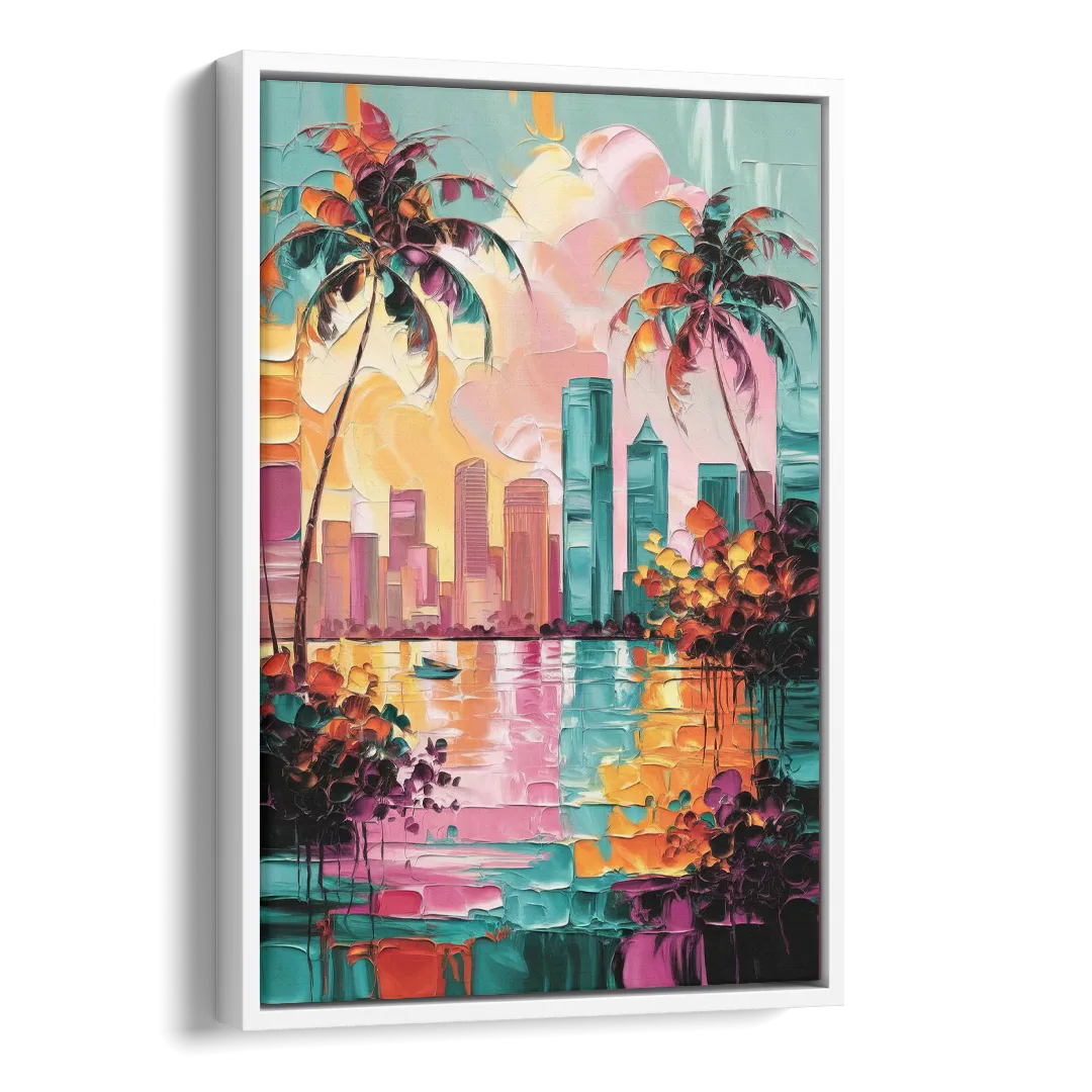 Tampa Bay Coastal Charm Side - White Canvas Wall Art