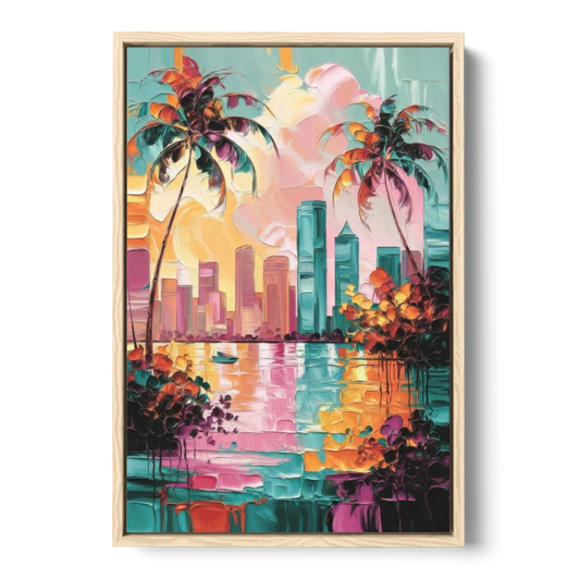 Tampa Bay Coastal Charm - Oak Framed Canvas Wall Art - Front