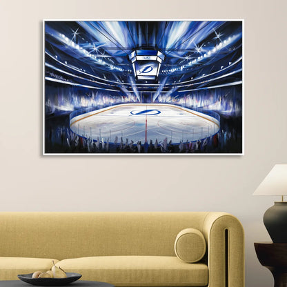 Tampa Bay Lightning Arena Lights Living Room - White Canvas Wall Art