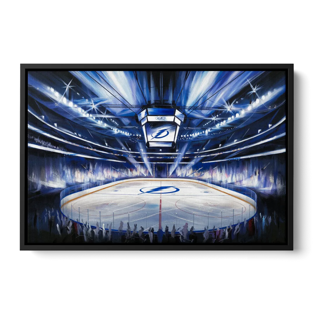 Tampa Bay Lightning Arena Lights Front - Black Canvas Wall Art