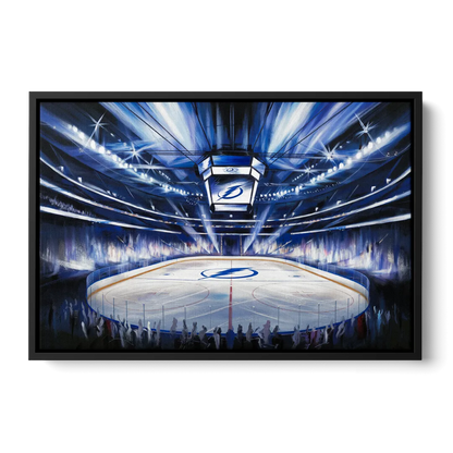 Tampa Bay Lightning Arena Lights Front - Black Canvas Wall Art
