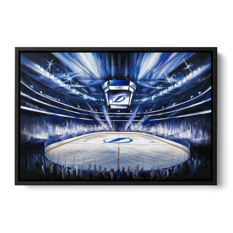 Tampa Bay Lightning Arena Lights Front - Black Canvas Wall Art