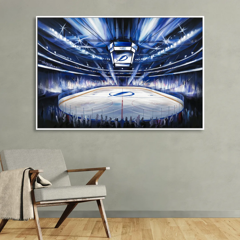 Tampa Bay Lightning Arena Lights Sitting Room - White Canvas Wall Art