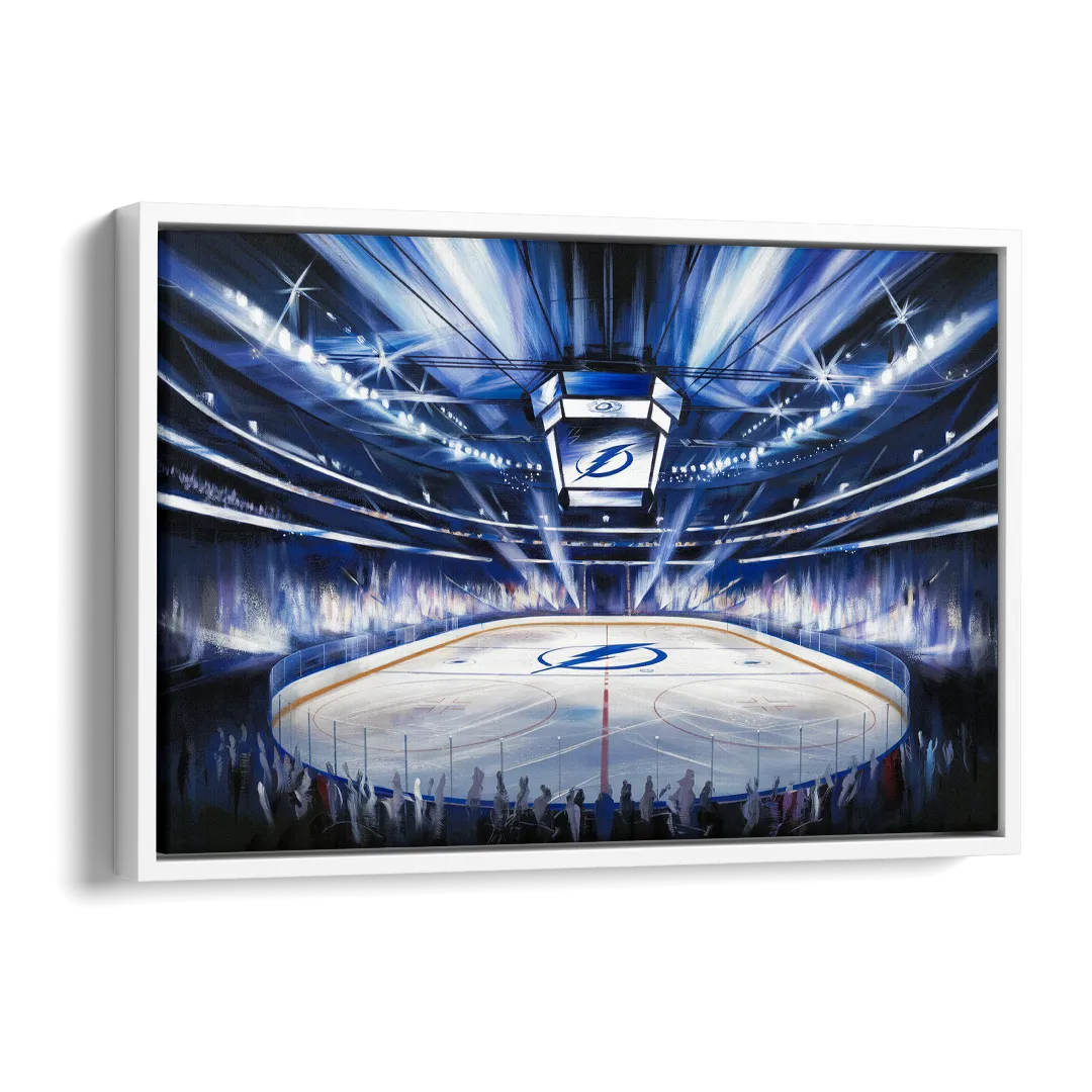 Tampa Bay Lightning Arena Lights Side - White Canvas Wall Art