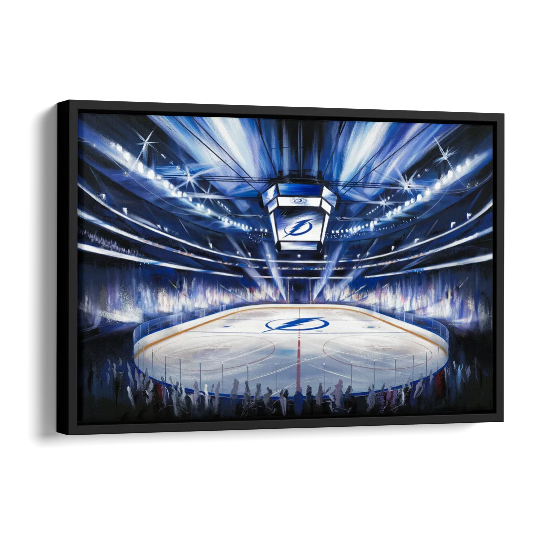 Tampa Bay Lightning Arena Lights Side - Black Canvas Wall Art