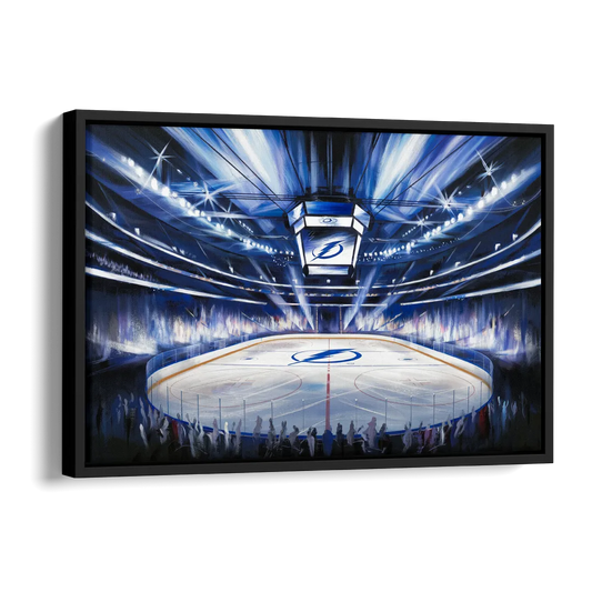 Tampa Bay Lightning Arena Lights Side - Black Canvas Wall Art