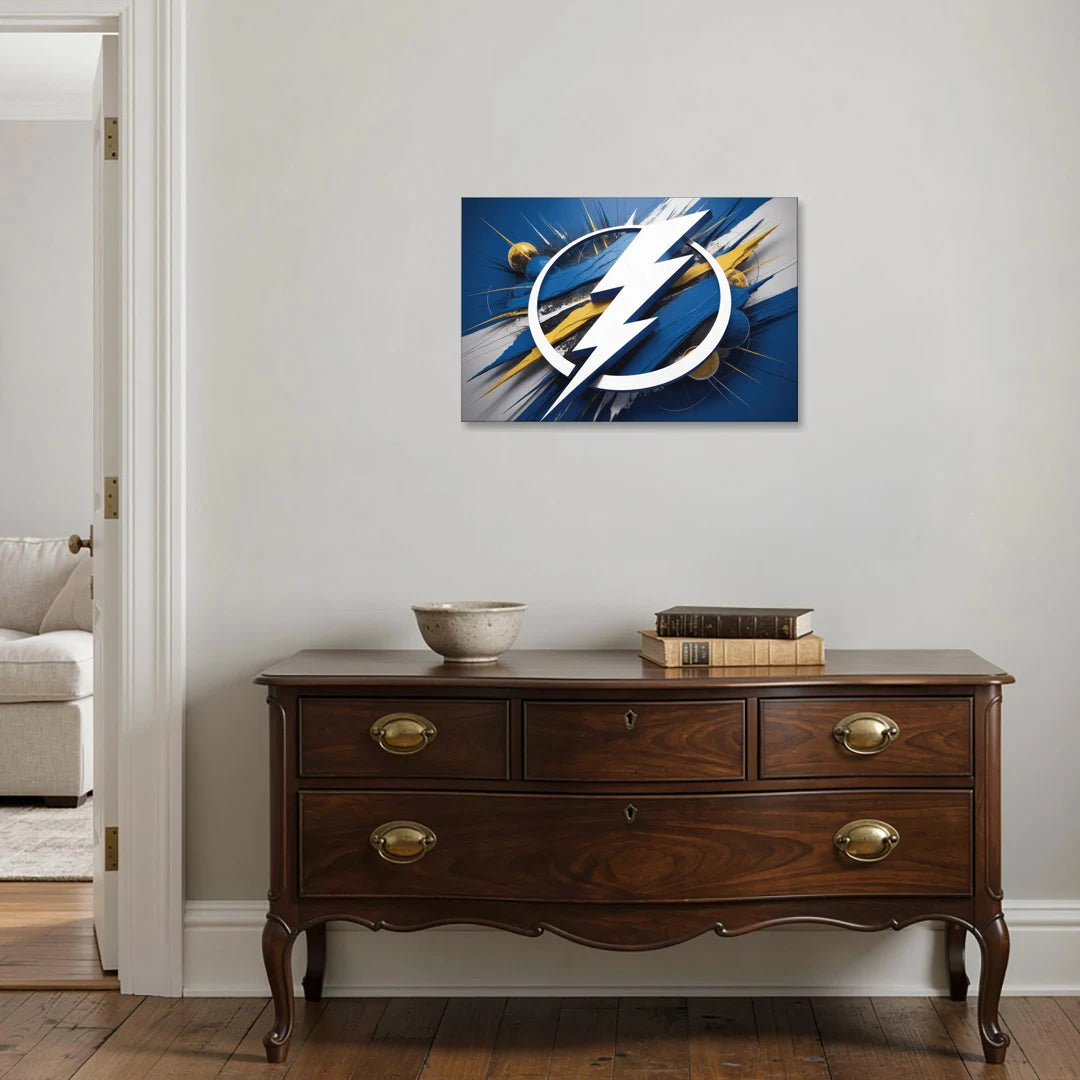 Tampa Bay Lightning Inspired Abstract Lightning Bolt Artwork - Canvas Wall Art - Coffee Table - 30x20