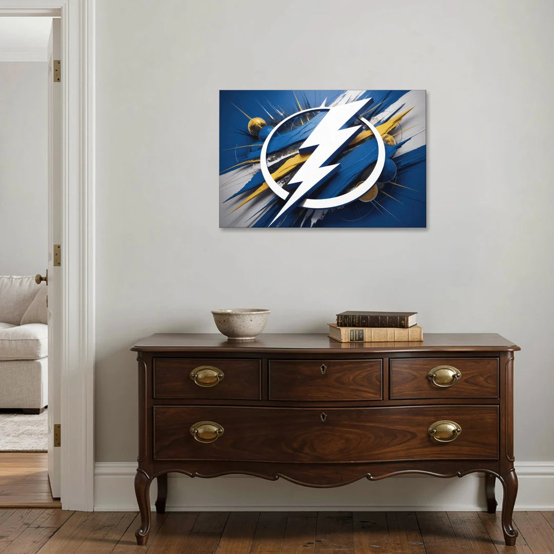 Tampa Bay Lightning Inspired Abstract Lightning Bolt Artwork - Canvas Wall Art - Coffee Table - 36x24