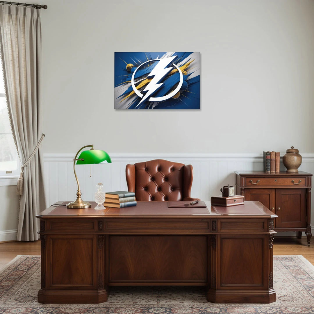 Tampa Bay Lightning Inspired Abstract Lightning Bolt Artwork - Canvas Wall Art - Office - 30x20
