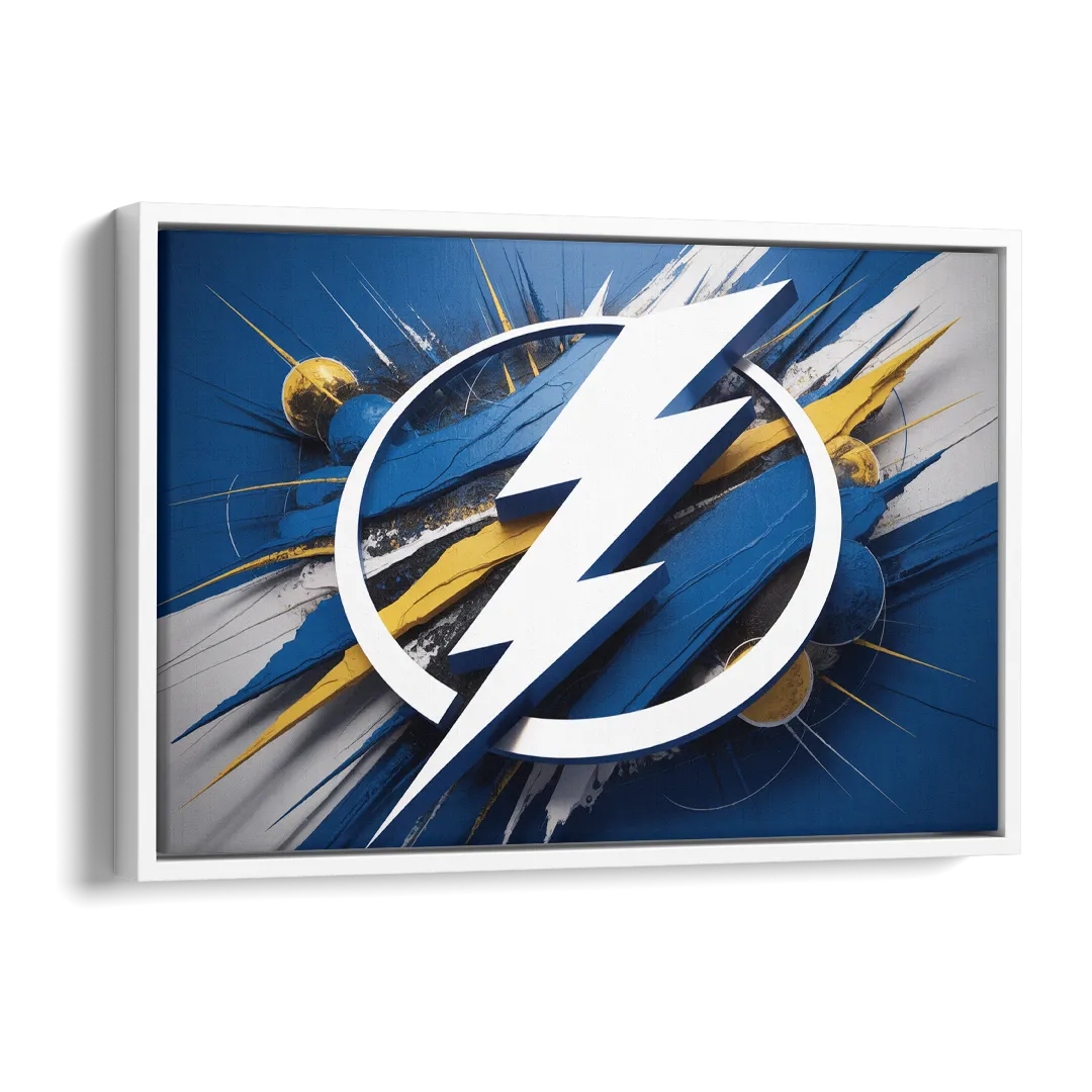 Tampa Bay Lightning Inspired Abstract Lightning Bolt Artwork Side - White Canvas Wall Art