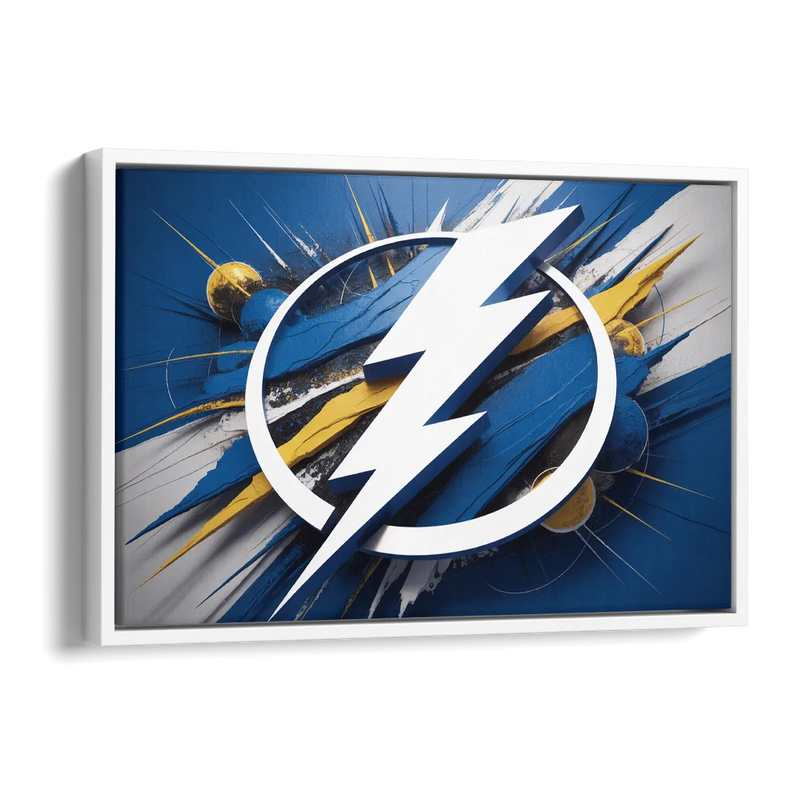 Tampa Bay Lightning Inspired Abstract Lightning Bolt Artwork Side - White Canvas Wall Art