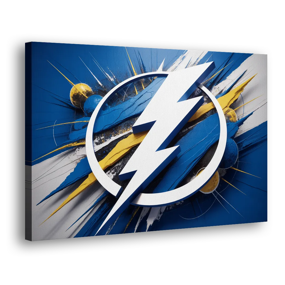 Tampa Bay Lightning Inspired Abstract Lightning Bolt Artwork Side - Canvas Wall Art