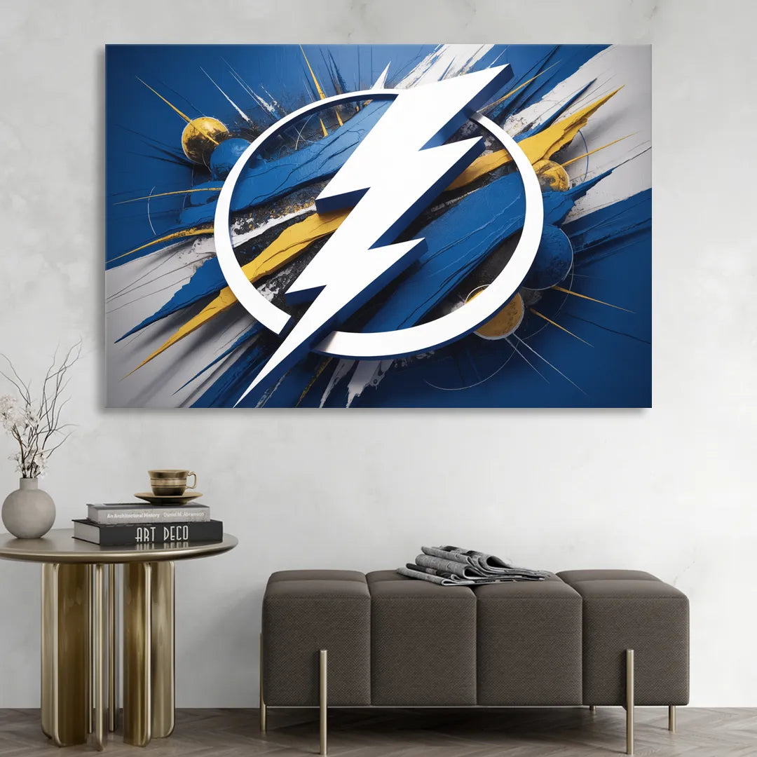 Tampa Bay Lightning Inspired Abstract Lightning Bolt Artwork Living Room - Canvas Wall Art