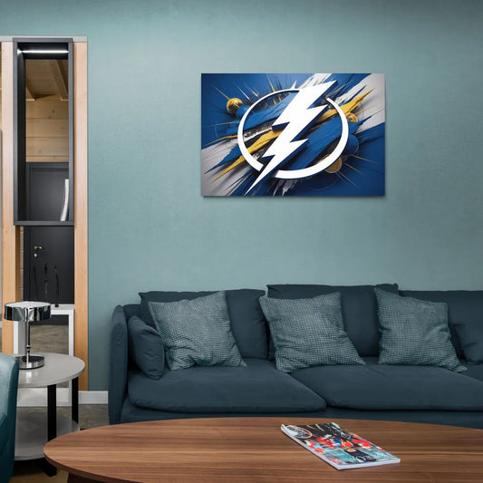 Tampa Bay Lightning Inspired Abstract Lightning Bolt Artwork - Canvas Wall Art Living Room