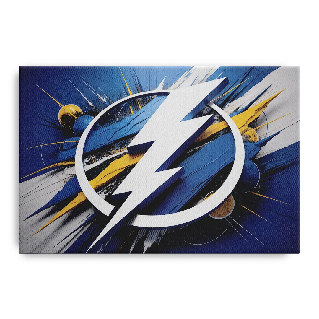 Tampa Bay Lightning Inspired Abstract Lightning Bolt Artwork Front - Canvas Wall Art