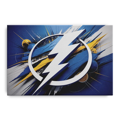 Tampa Bay Lightning Inspired Abstract Lightning Bolt Artwork Front - Canvas Wall Art