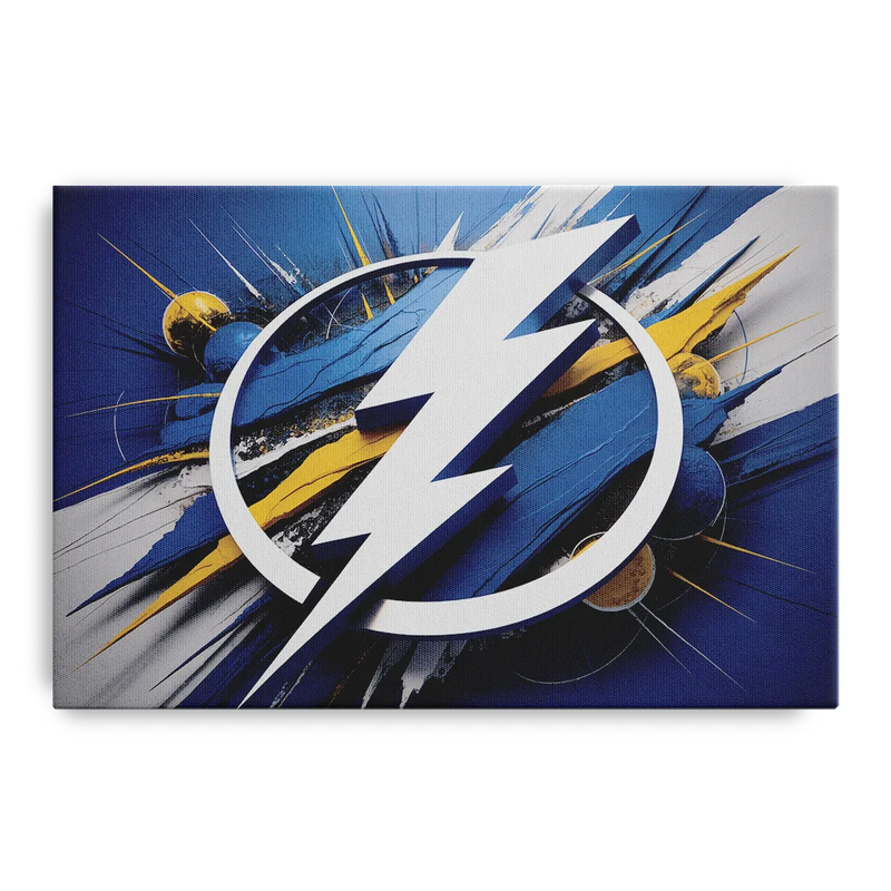 Tampa Bay Lightning Inspired Abstract Lightning Bolt Artwork Front - Canvas Wall Art