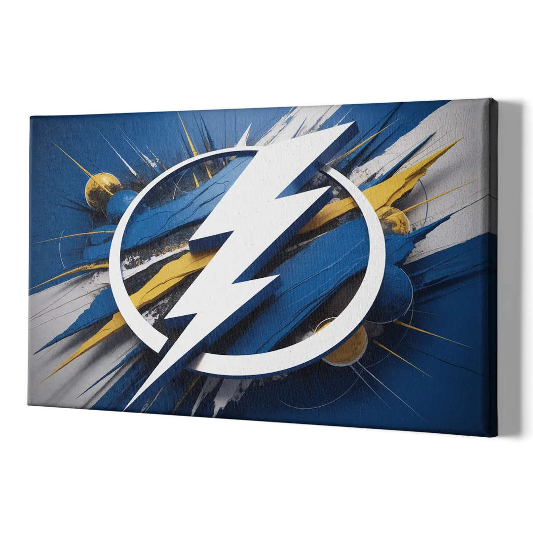 Tampa Bay Lightning Inspired Abstract Lightning Bolt Artwork - Canvas Print Art Sides
