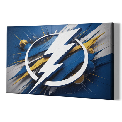 Tampa Bay Lightning Inspired Abstract Lightning Bolt Artwork - Canvas Print Art Sides