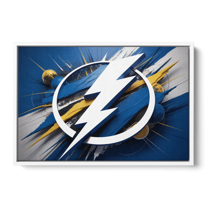 Tampa Bay Lightning Inspired Abstract Lightning Bolt Artwork - White Frame Canvas