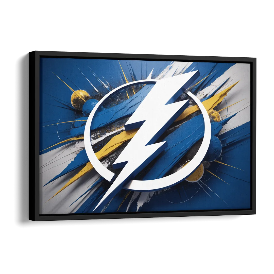 Tampa Bay Lightning Inspired Abstract Lightning Bolt Artwork Side - Black Canvas Wall Art