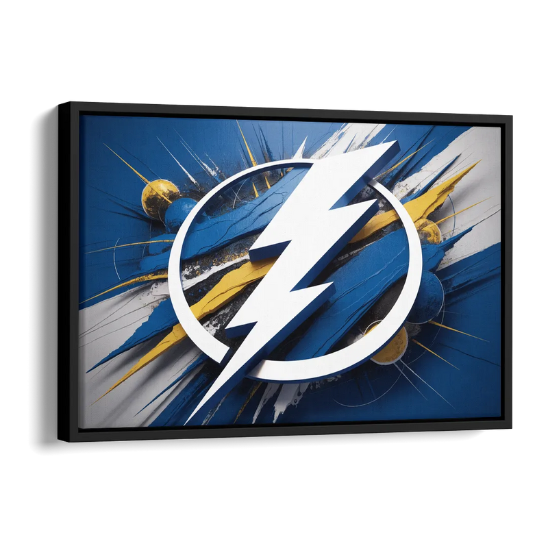 Tampa Bay Lightning Inspired Abstract Lightning Bolt Artwork Side - Black Canvas Wall Art