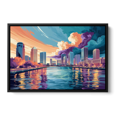 Tampa Bay Skyline Panorama - Black Framed Canvas Wall Art - Front