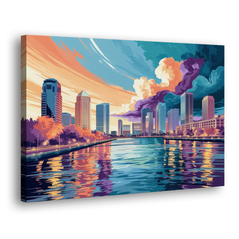 Tampa Bay Skyline Panorama - Canvas Wall Art - Side
