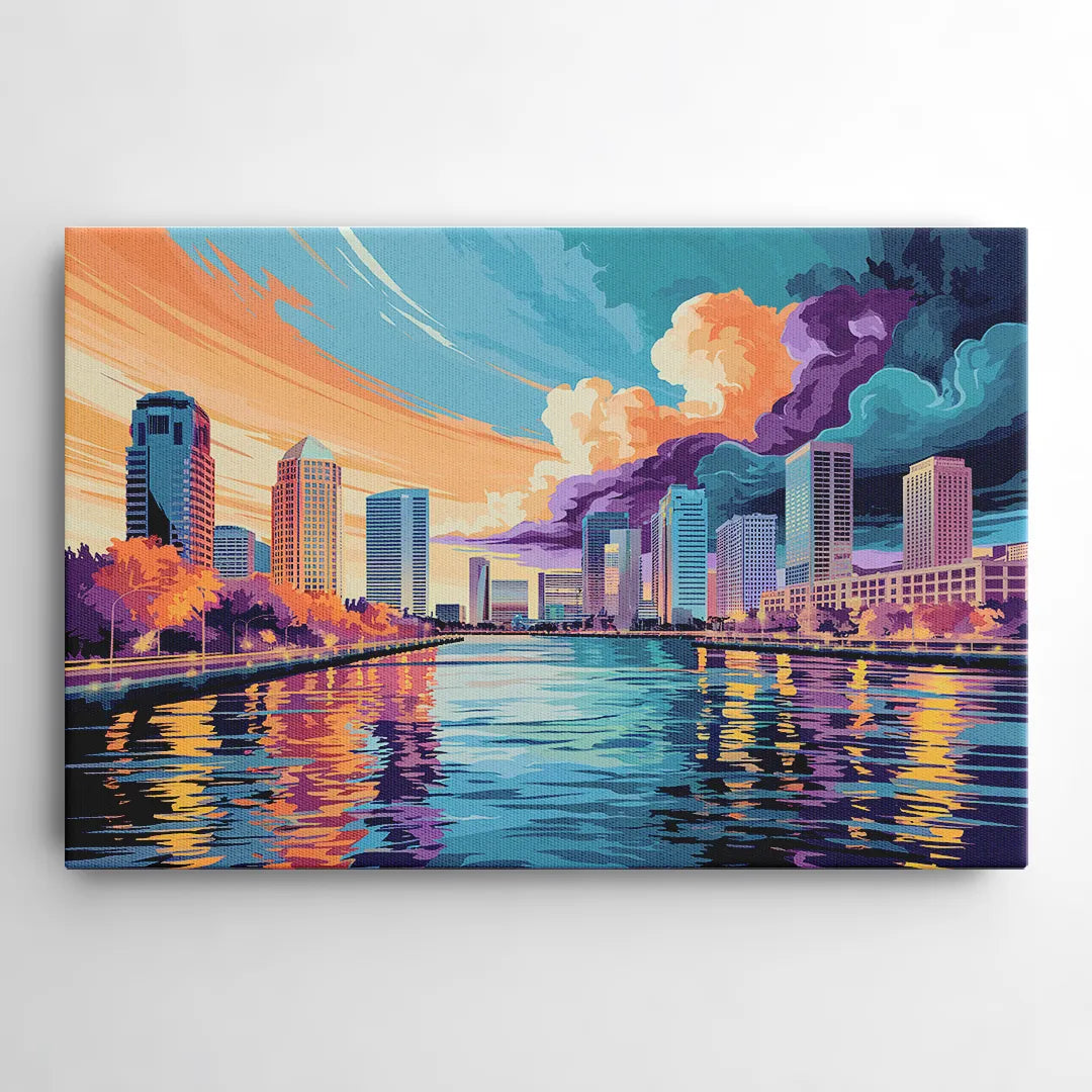 Tampa Bay Skyline Panorama - Canvas Wall Art