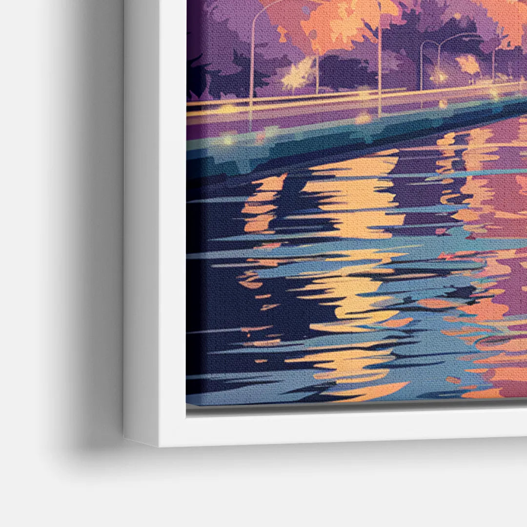 Tampa Bay Skyline Panorama - Close-Up White Frame Canvas