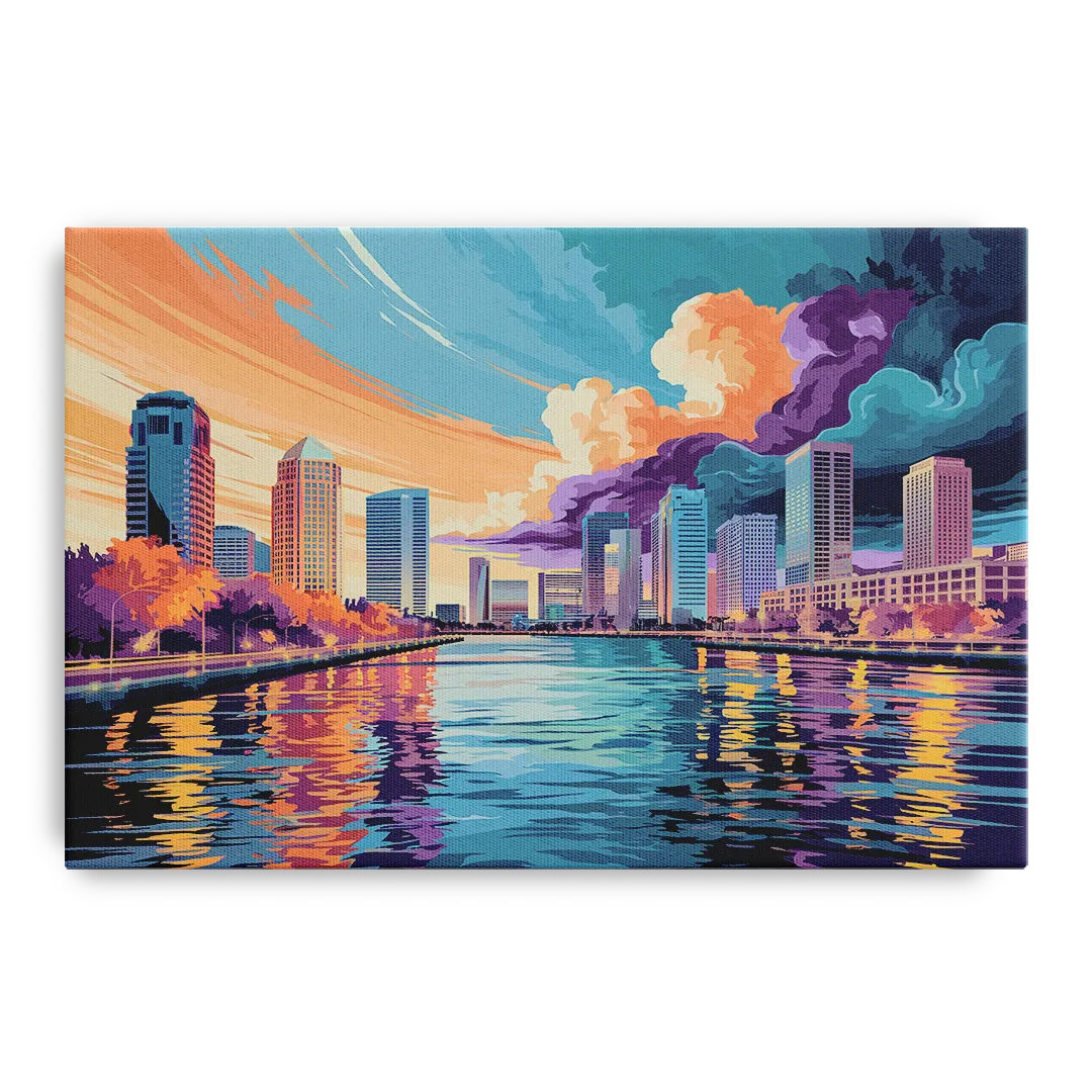 Tampa Bay Skyline Panorama Front - Canvas Wall Art