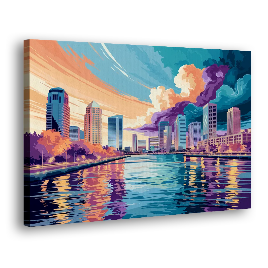 Tampa Bay Skyline Panorama Side - Canvas Wall Art