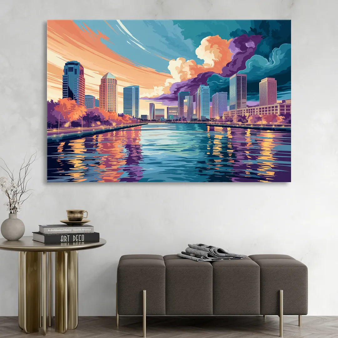 Tampa Bay Skyline Panorama Sitting Room - Canvas Wall Art