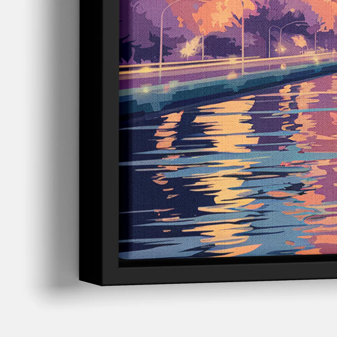 Tampa Bay Skyline Panorama - Close-Up Black Frame Canvas