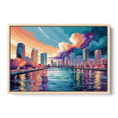 Tampa Bay Skyline Panorama - Oak Framed Canvas Wall Art - Front