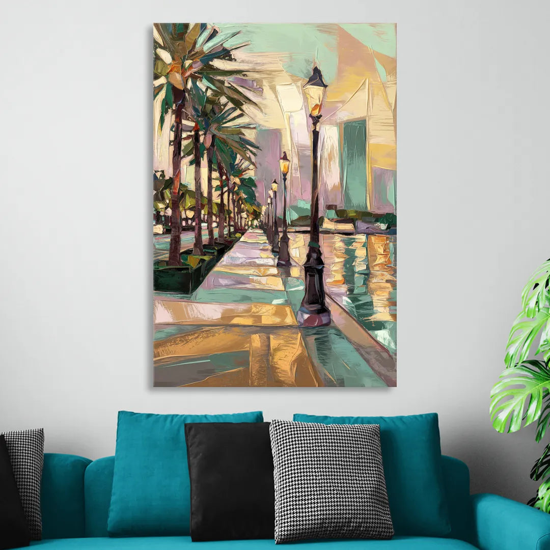 Tampa Bayshore Boulevard Scene Living Room - Canvas Wall Art