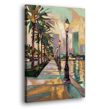 Tampa Bayshore Boulevard Scene Side - Canvas Wall Art