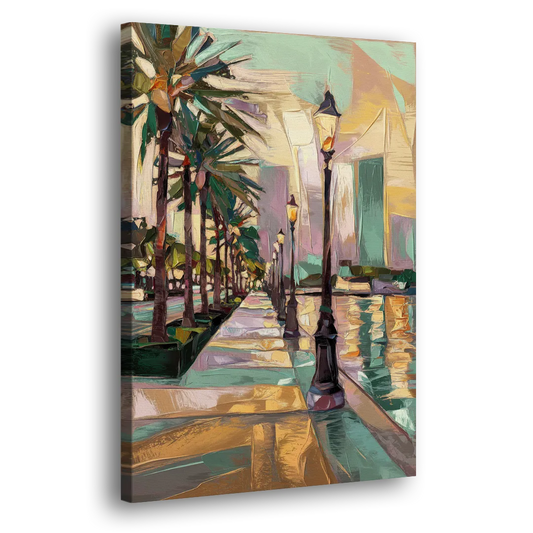 Tampa Bayshore Boulevard Scene Side - Canvas Wall Art