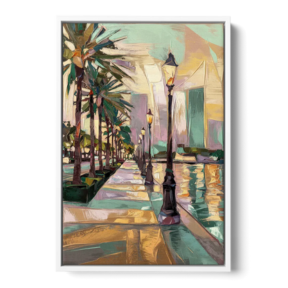 Tampa Bayshore Boulevard Scene Front - White Canvas Wall Art