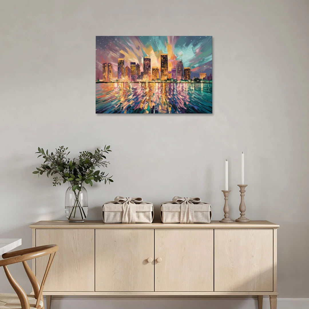 Tampa Cityscape Reflection - Canvas Wall Art - Coffee Table - 36x24