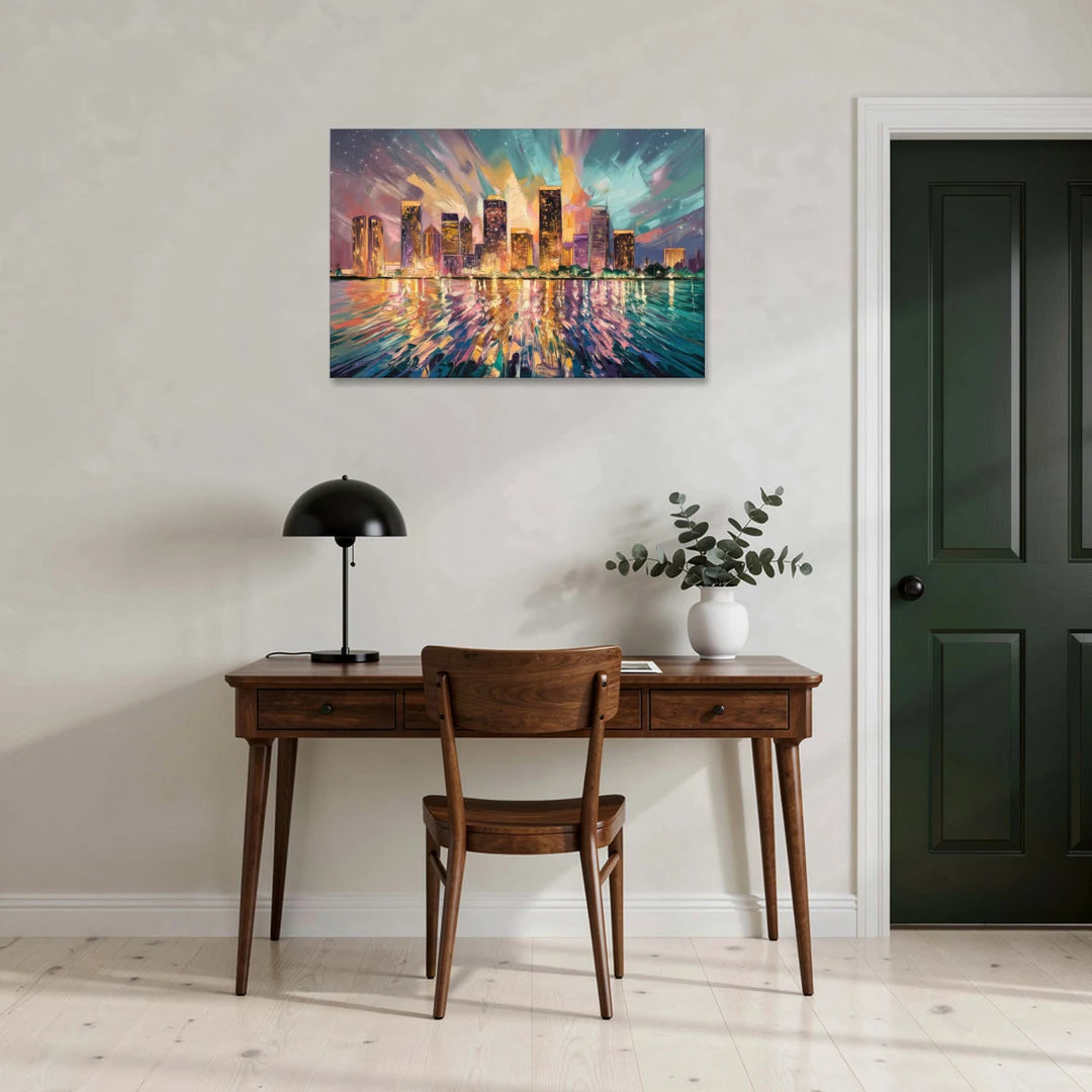 Tampa Cityscape Reflection - Canvas Wall Art - Office - 36x24