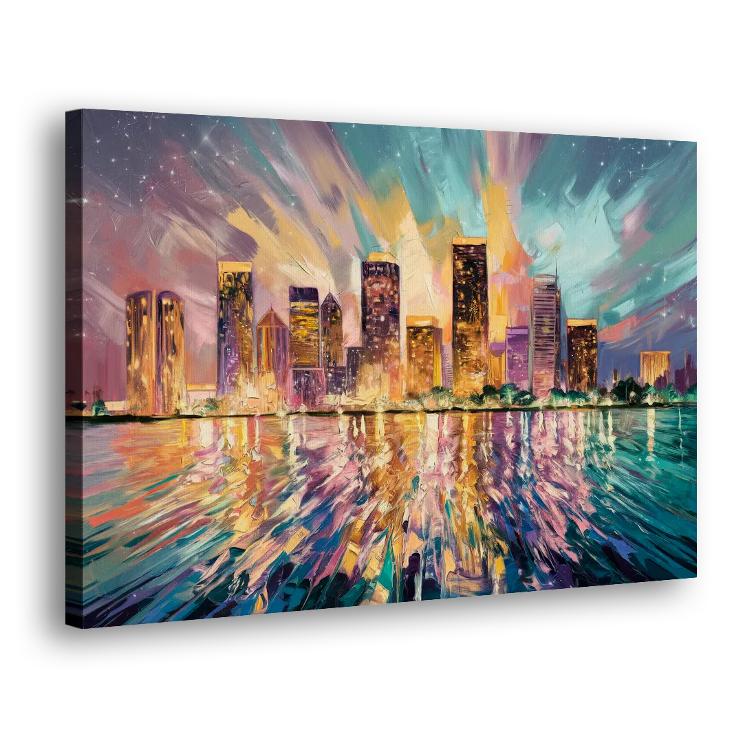Tampa Cityscape Reflection Side - Canvas Wall Art