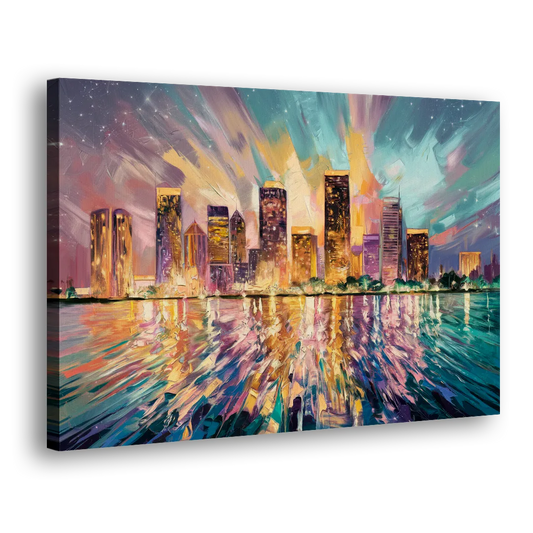 Tampa Cityscape Reflection Side - Canvas Wall Art