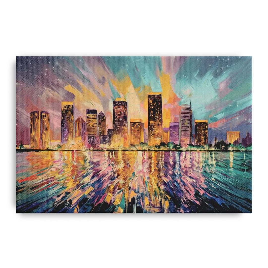 Tampa Cityscape Reflection Front - Canvas Wall Art
