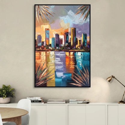 Tampa Downtown Harbor Sitting Room - Black Canvas Wall Art