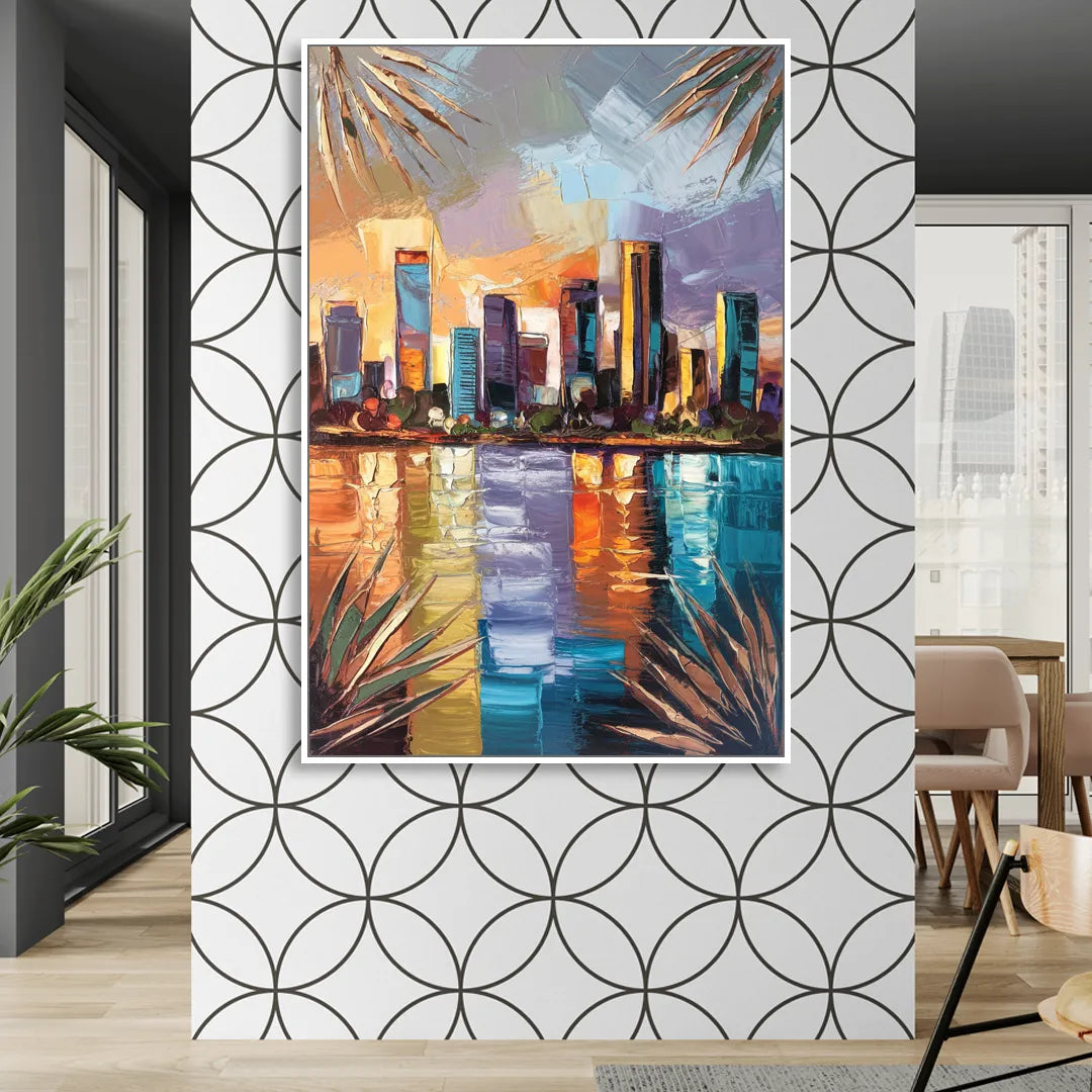 Tampa Downtown Harbor Living Room - White Canvas Wall Art