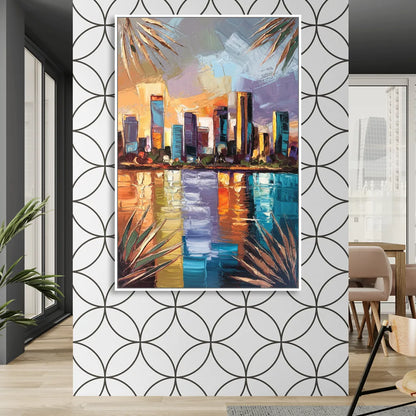 Tampa Downtown Harbor Living Room - White Canvas Wall Art